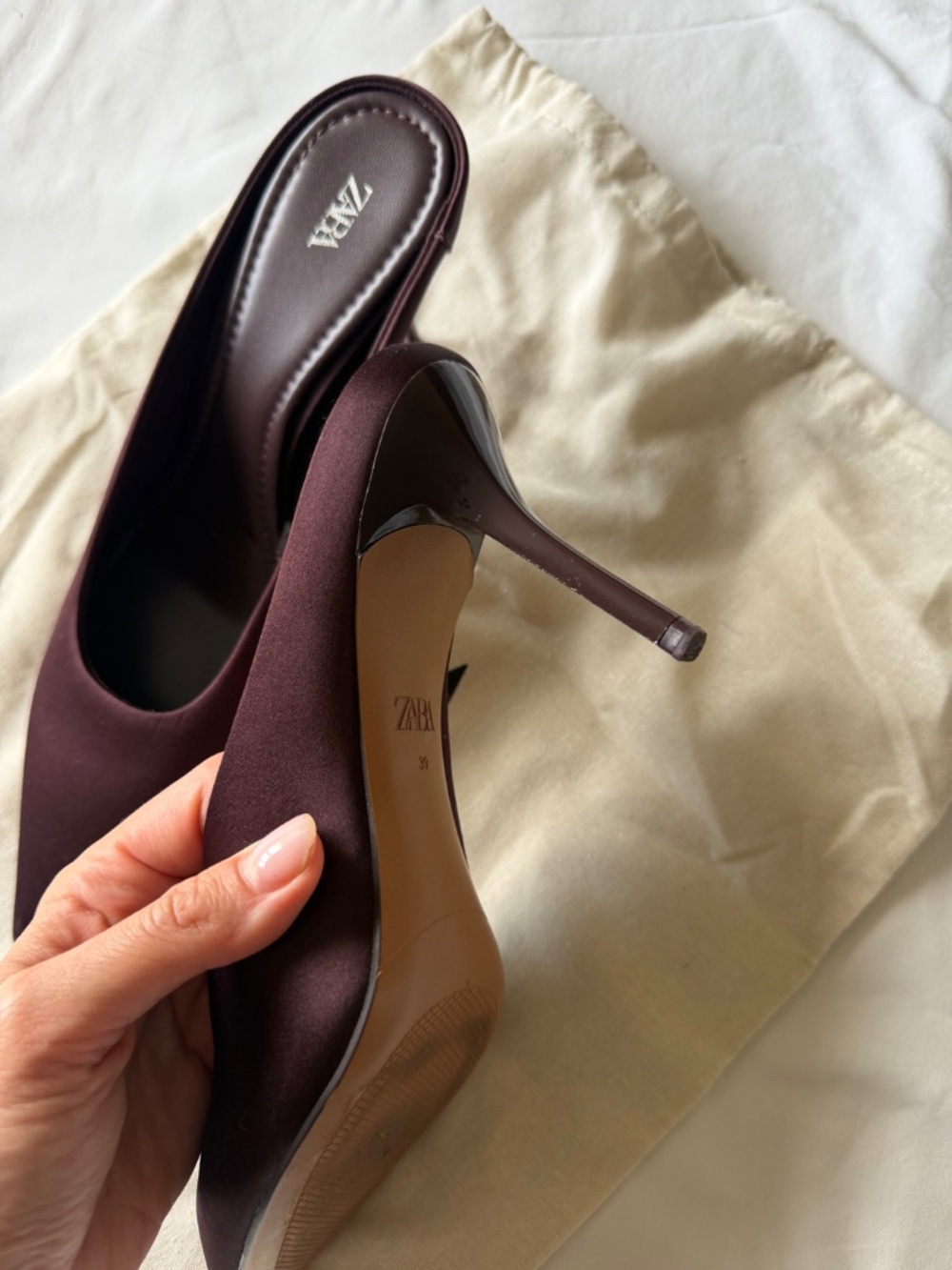 Zara satin chocolate mules - Picture 3 of 4
